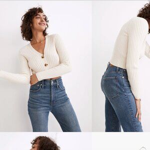 Brenville Crop Cardigan Sweater in Antique Cream (S)